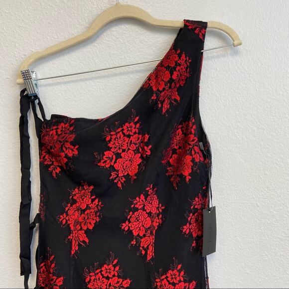 New H:ours One Shoulder Leonardo Lace Dress in Spanish Red Size Small - Picture 7 of 11